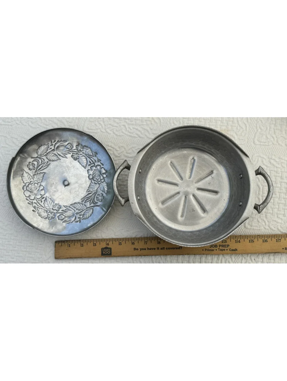 Vintage Everlast Aluminum Covered Dish with Floral Design
